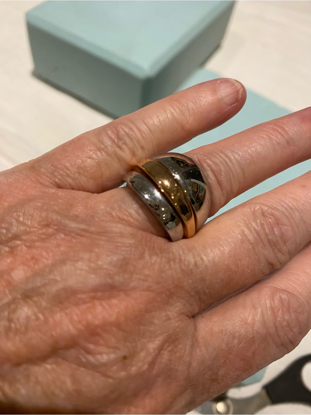 Calvin Klein Stack Rings Silver & Copper Metal sz8